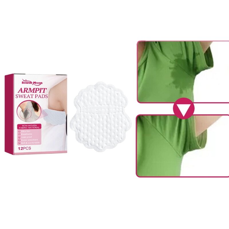 Y1UF Women Men Sweat Absorbent Pads Deodorant White Underarm Pads Dress Clothing Perspiration Deodorant Pads Armpit Care 12x