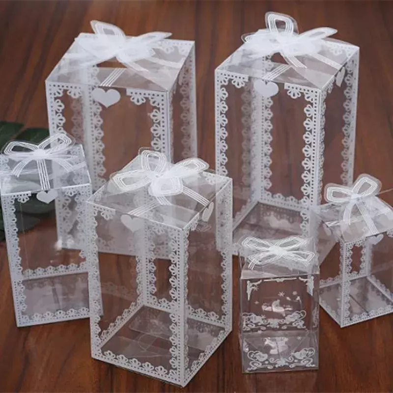 Прозрачная ПВХ коробка для упаковки тортов на свадьбу, Рождество, конфет, Яблоков
