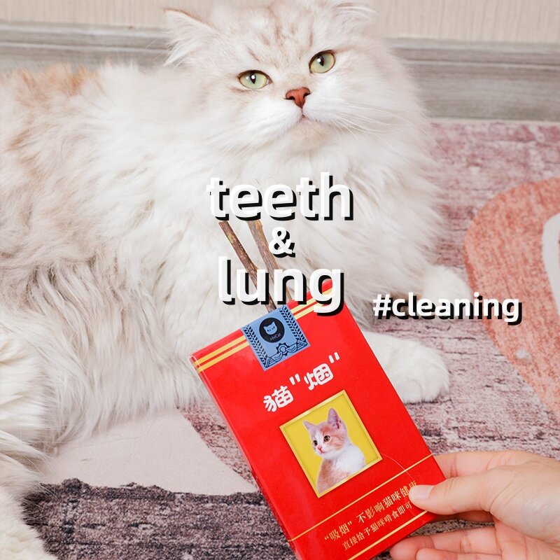 Meowboro Catnip Mint Stick Silvervine Cat Snack Smoke Funny Chewing Toy Teeth Cleaning Kittens Accessories Natural Healthy