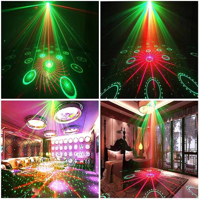 72 wzory światła dyskotekowe światła sceniczne USB Mini DJ dźwięk Flash Laser lampa projekcyjna klubowa dekoracja festiwalu efekt sceniczny
