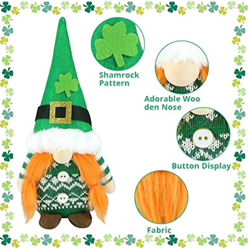 St Patricks Day Gnome Set von 2 St Patrick's Day Geschenken, gesichtslose ältere irische Festival hängende Verzierung für Wohnkultur
