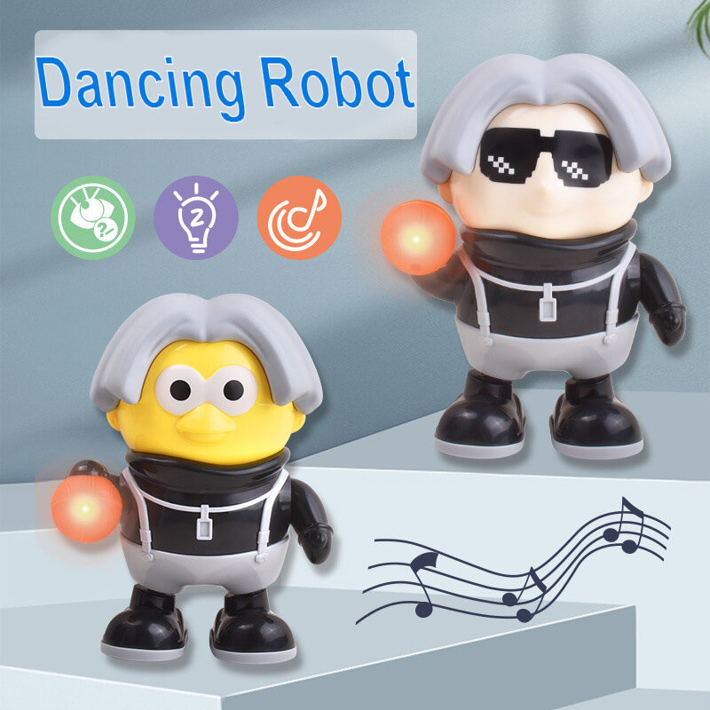 Creativo divertente basket elettrico danza Robot bambola illuminazione musicale lucido educativo elettronico a piedi Robot giocattoli per bambini