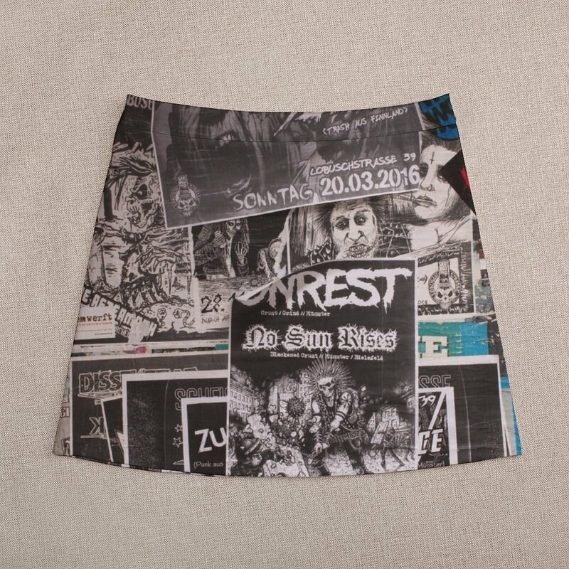Minifalda para mujer, falda con diseño de pared, llena de Punk Rock, para conciertos
