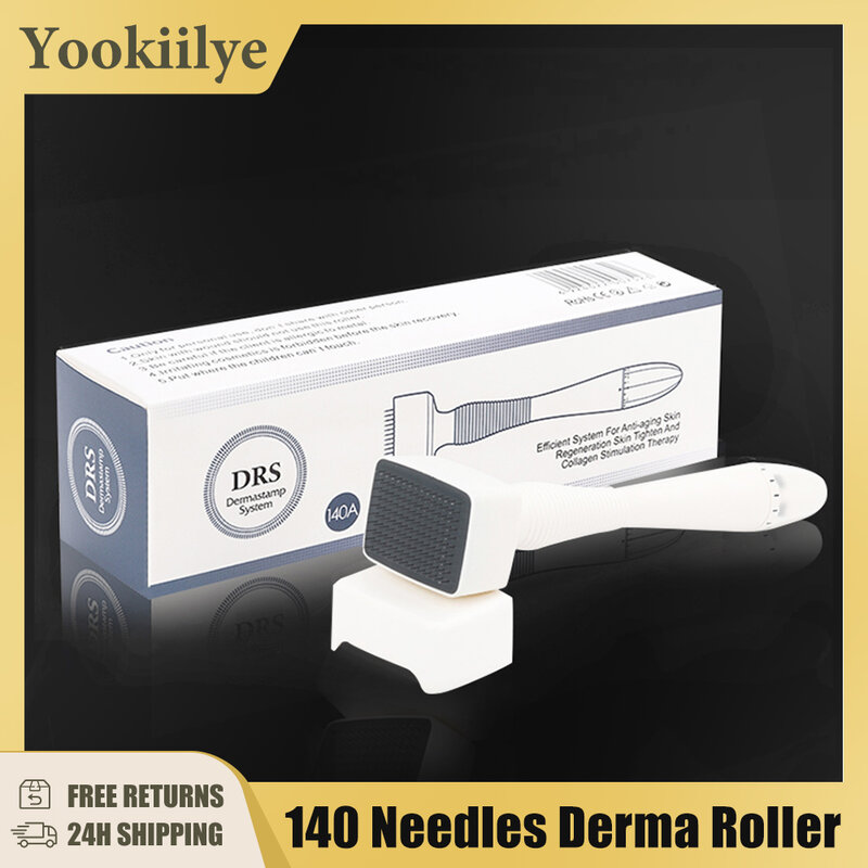 Massaggiatore facciale lunghezza regolabile DRS 140 rullo Derma in acciaio inossidabile per capelli Derma Stamp Face Roller strumenti per la cura della pelle