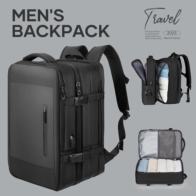Mochilas expansíveis impermeáveis para homens Likros, grande capacidade, mochila de viagem de negócios, Weekend Laptop Bag, Carry on