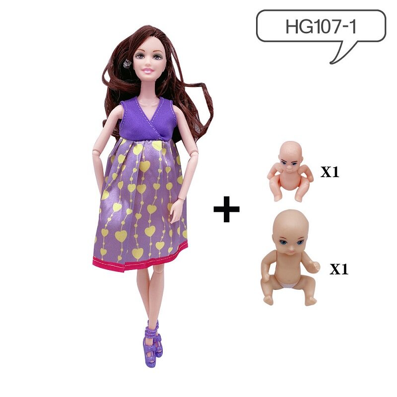 Hot Sale 11.5 Inches Pregnant Doll Mom Have 2Pcs Baby in Her Tummy with 1Pc Clothes Educational Dolls Girl Toy for Barbie Gift