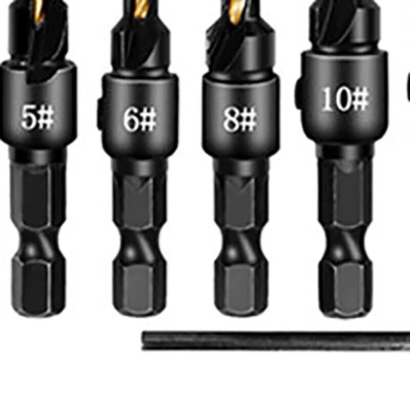 10Pcs Claw Type Cork Puncher Chamfer Cutter Drill Bit trapano a punta svasata Set di strumenti per chiavi esagonali da 1/4 pollici