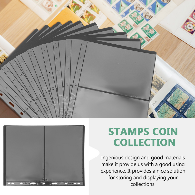 Carpeta de colección de sellos de 10 piezas, soporte para Álbum de página, bolsas de almacenamiento de pegatinas convenientes, moneda