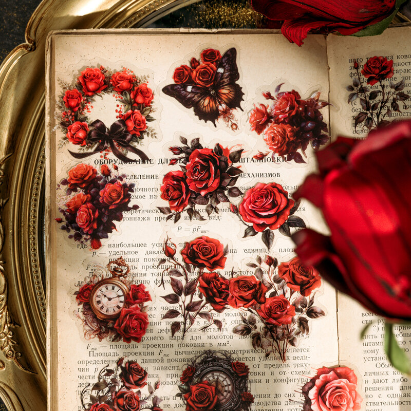 40 teile/paket Vintage Blume Rose Haustier Aufkleber DIY Scrap booking Collage Junk Journal ästhetischen Briefpapier Planer Dekor Aufkleber