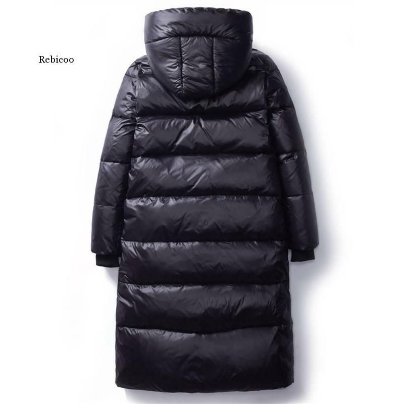 Veste longue en duvet de coton pour femme, parka mince à capuche, manteaux chauds, pardessus noir, collection hiver 2022