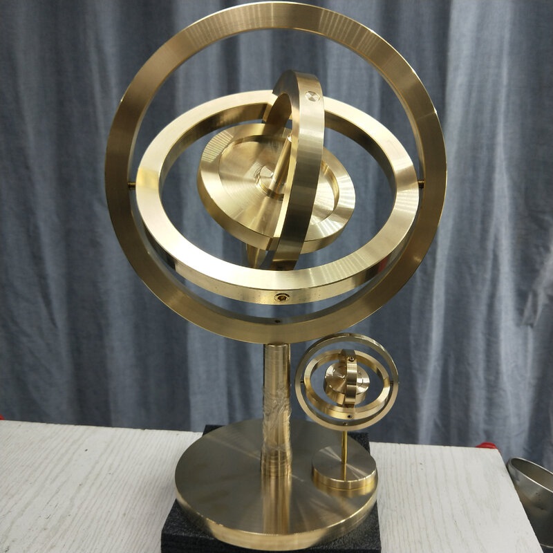 Latão giroscópio mecânico para estudante, design de tamanho grande, ciência e tecnologia, membrana angular, energia nuclear