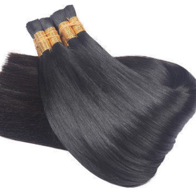 100% rambut manusia asli mesin rambut besar buatan Virgin Remy rambut lurus massal 12-28 inci 100g rambut pirang alami