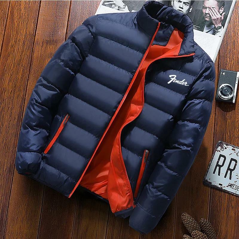 New Style Handsome, Comfortable, Warm and Thick Classic Casual Printed Jacket Top Men's Winter Jacket Music Guitar Fender Logo