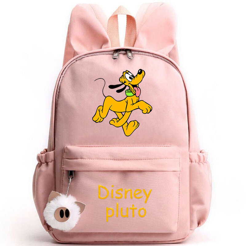 Disney-Mochila Cachorro Pluto fofo para Adolescente, Mochila Feminina Portátil Casual, Mochila Estudantil, Mochila de Viagem Garota e Menino