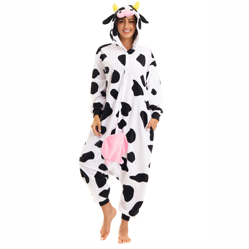 Женская зимняя Пижама с капюшоном, в виде коровы