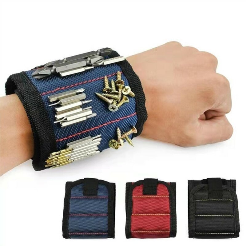 Magnetic Wrist with Strong Holds Screws Nails Drill Bit Storage Organizer Support Band Repair Magnetic Tools Bag Bracelet Gift