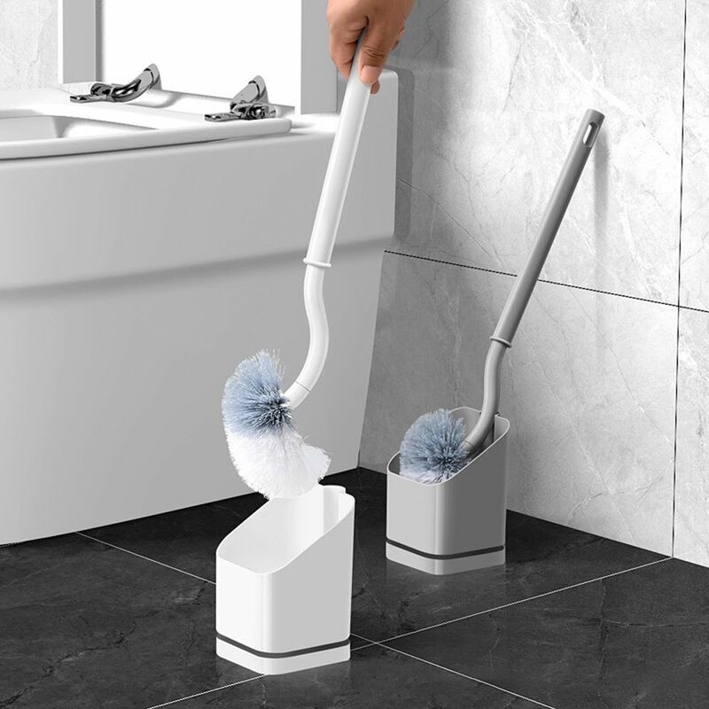 Punch-Free Toilet Cleaning Holder com punho longo, escova plástica baixa, ferramentas do banheiro
