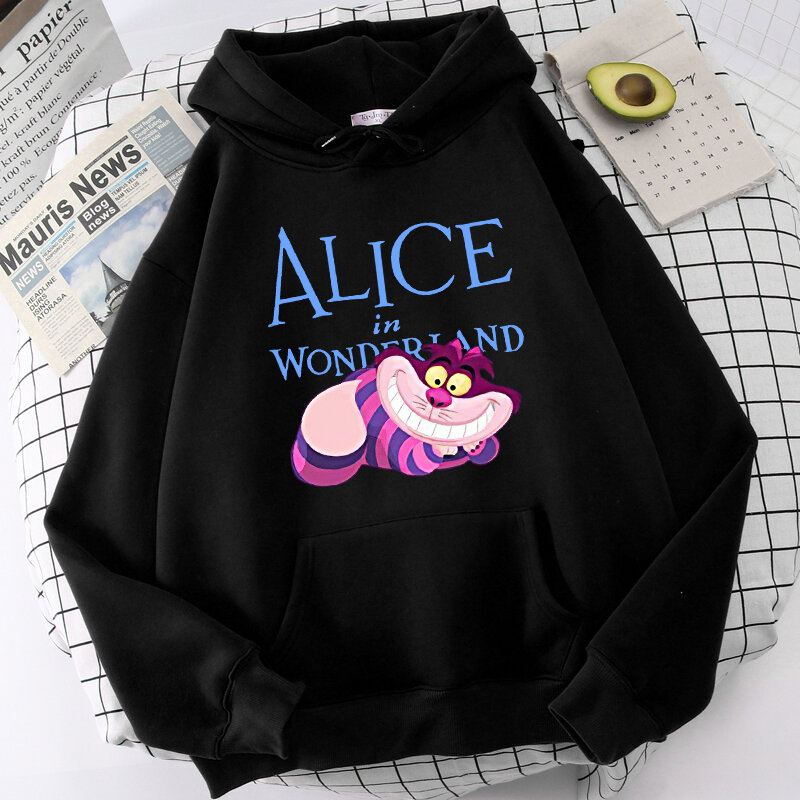 Disney-Sudadera con capucha para mujer, jersey de manga larga con estampado de gato de dibujos animados, Alicia en el país de las Maravillas, Cheshire, Unisex