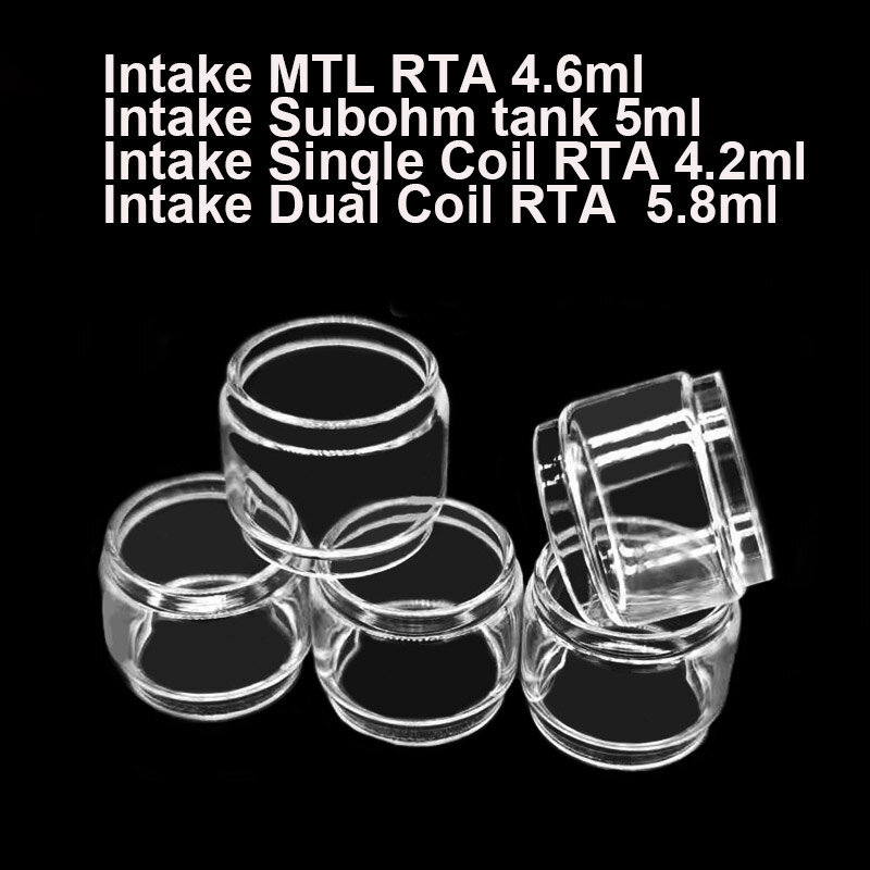 Tabung kaca lemak gelembung, 5 buah tabung kaca untuk asupan auvape MTL RTA Intake tangki Subohm Intake koil ganda tunggal RTA Glass kontainer