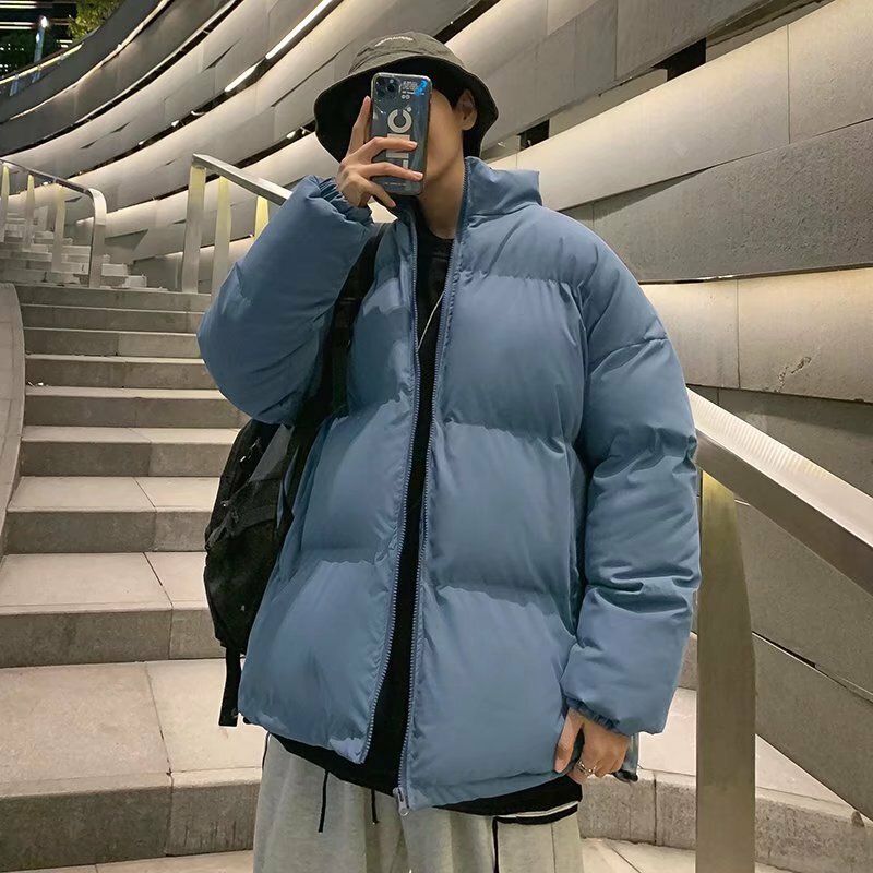 Grosso parkas homens cor pura inverno minimalista estudantes coreano moda roupas baggy nova chegada confortável adolescentes dinâmico chique