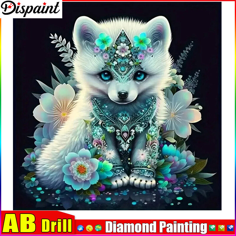 Dispaint AB Diy 5d lukisan Berlian "serigala hewan bunga" kruistik persegi bulat berlian bordir pekerjaan tangan berlian imitasi seni