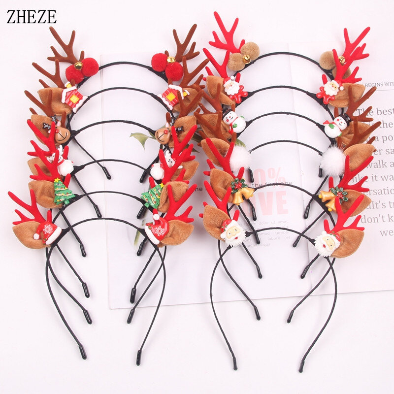 7Pcs/Lot NEW Christmas Character Headband Festival Hairband For Children Adults Santa Claus DIY Hair Accessories Gift