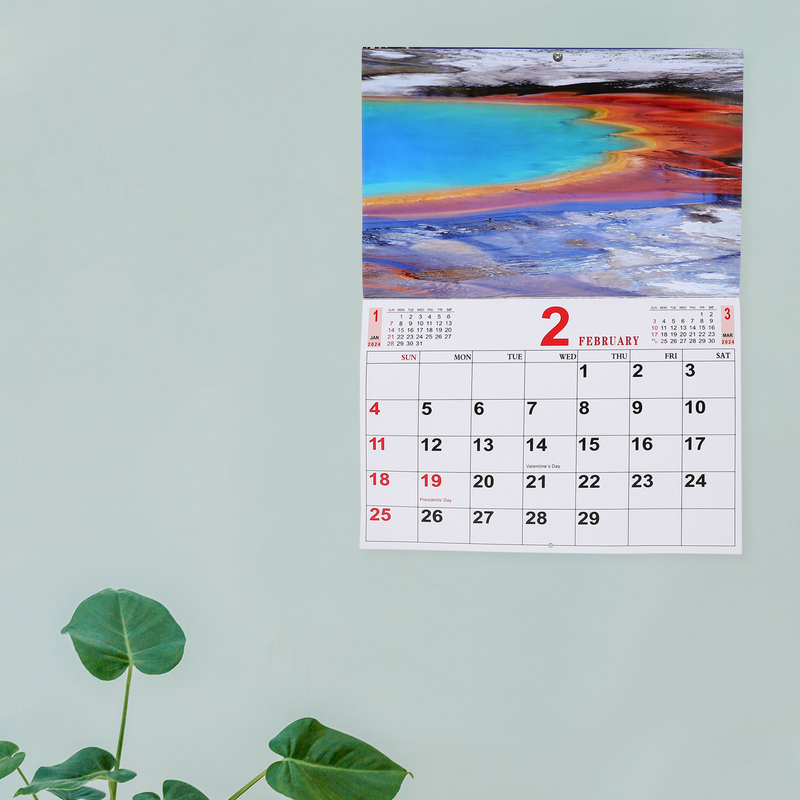 Calendario de pared de fotos de paisaje inglés europeo y americano, Cuenta atrás de papel para el hogar, diario, 2024