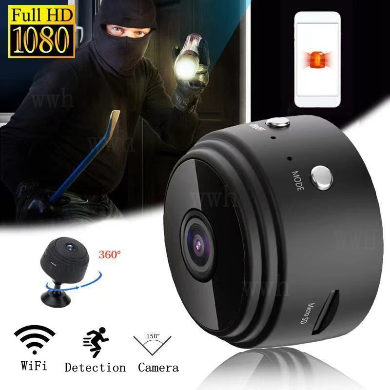 OlPG-Mini caméra de surveillance IP WiFi HD 1080p (A9), dispositif de sécurité domestique sans fil, avec moniteur à distance et vision nocturne intelligente