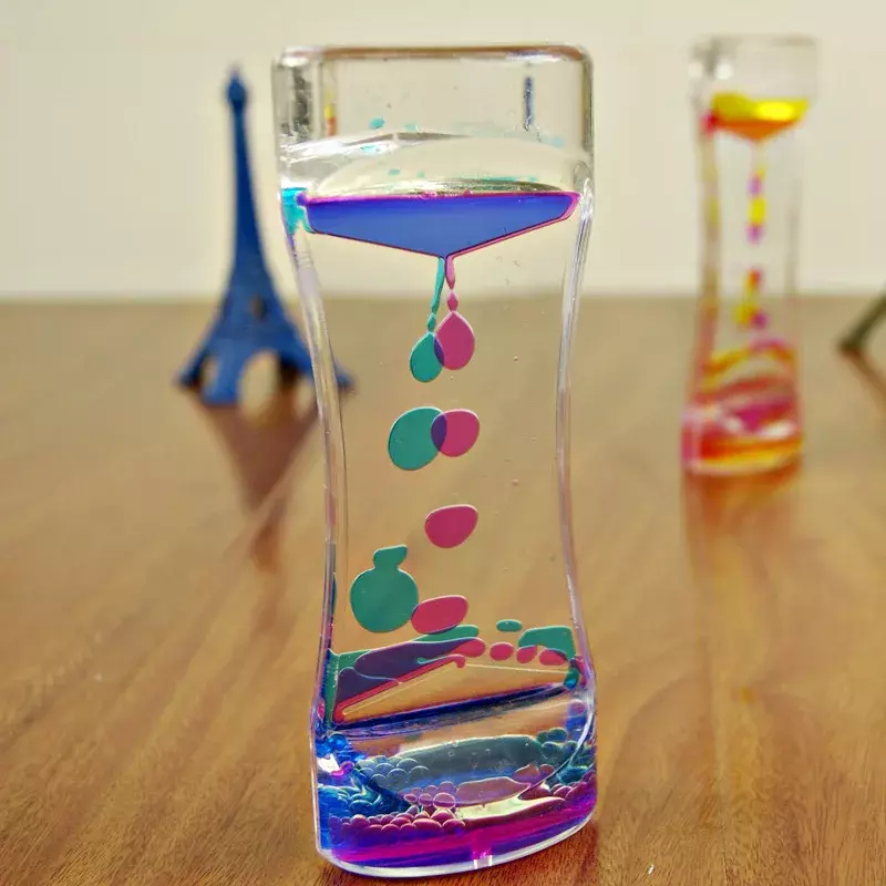 Sanduhr Timer Doppel farben Öl Sanduhr Flüssigkeit schwimmende Bewegung Blasen Timer Schreibtisch Dekore absteigende sensorische Blasen Kinder Spielzeug