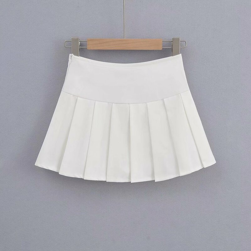 Mini jupe taille haute pour femme, sexy, avec short, vintage, plissée, blanche, coréenne, tennis, noire, collection été 2023
