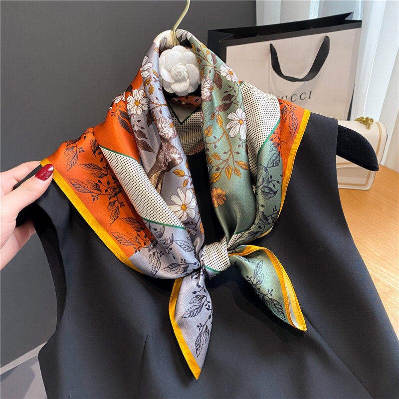 Bufanda de seda Real para mujer, pañuelo de alta calidad a la moda, chal, bufandas, cinta para el pelo, pañuelo suave 100%