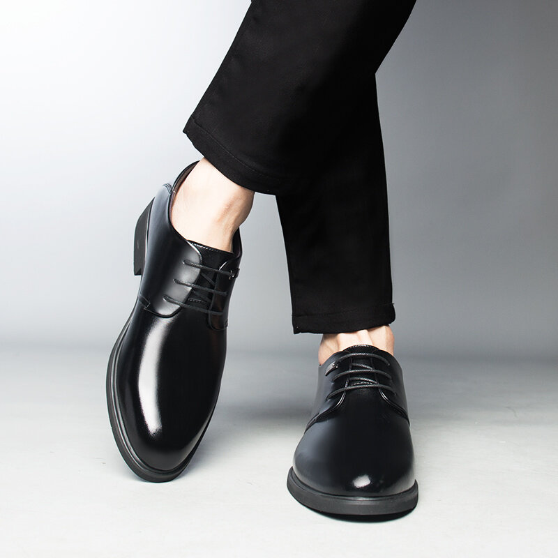 Sapatos masculinos em altura oca de verão, sapatos elevadores, palmilha invisível, couro para escritório de casamento diário, 6cm