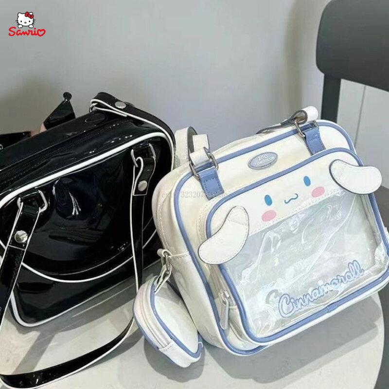 Kawaii Sanrio Kuromi Cinnamoroll Ita сумка для женщин ПУ прозрачный Карманный винтаг японский Harajuku Y2K преппи сумка сумки через плечо