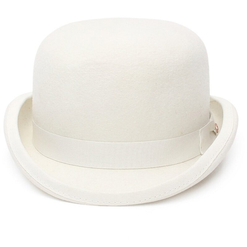 หมวกทรง Fedora ขนสัตว์หมวกปีกสั้นสีขาวหมวกนักมายากลของขวัญเซอร์ไพร์สสำหรับแฟน Dropship