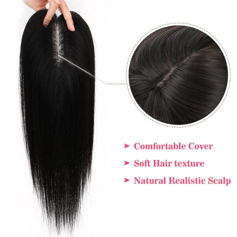 Topper de cabello humano de encaje suizo para mujer, parte superior de cuero cabelludo Natural, Clip de cabello europeo liso, parte libre, cabello virgen, 13x14cm