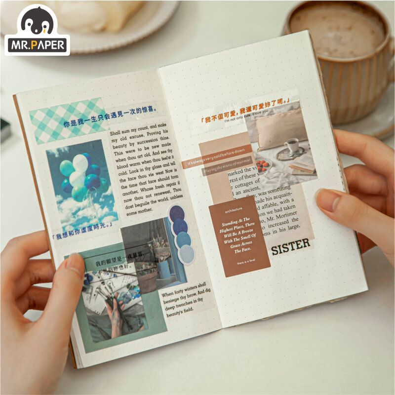 Mr.paper 8 تصميم Ins نمط اليابانية رومانسية سلسلة الإطار ملصق الإبداعية جيب صغير الديكور DIY بها بنفسك المواد ملصقا