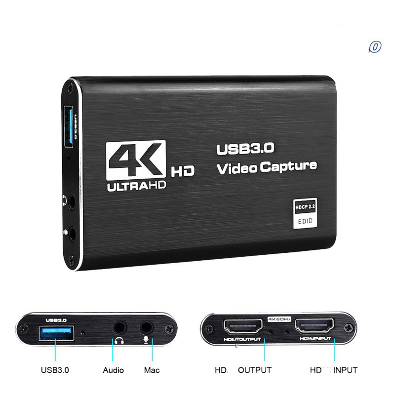 4K การ์ดจับภาพวิดีโอที่รองรับ USB 3.0 1080P 60fps HD เครื่องบันทึกวีดีโอ Grabber สำหรับจับการ์ดเกมถ่ายทอดสด