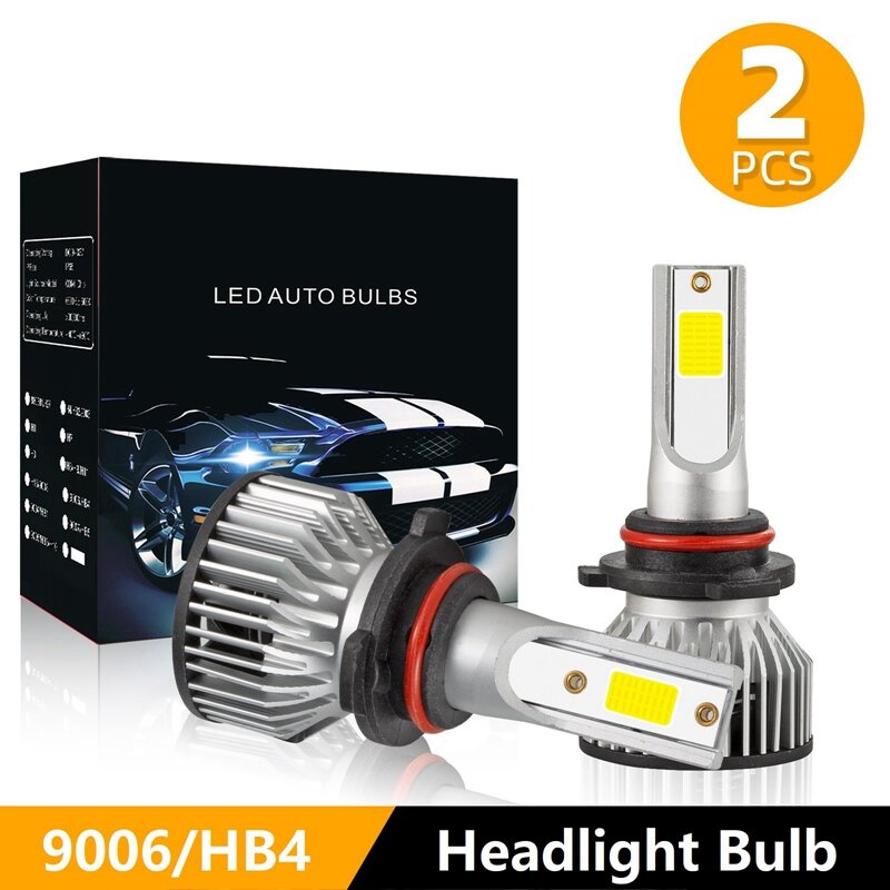 LEDヘッドライトおよび電球キット,ハイビーム,9006 lm,4000W,2x6500 hb4,白,k