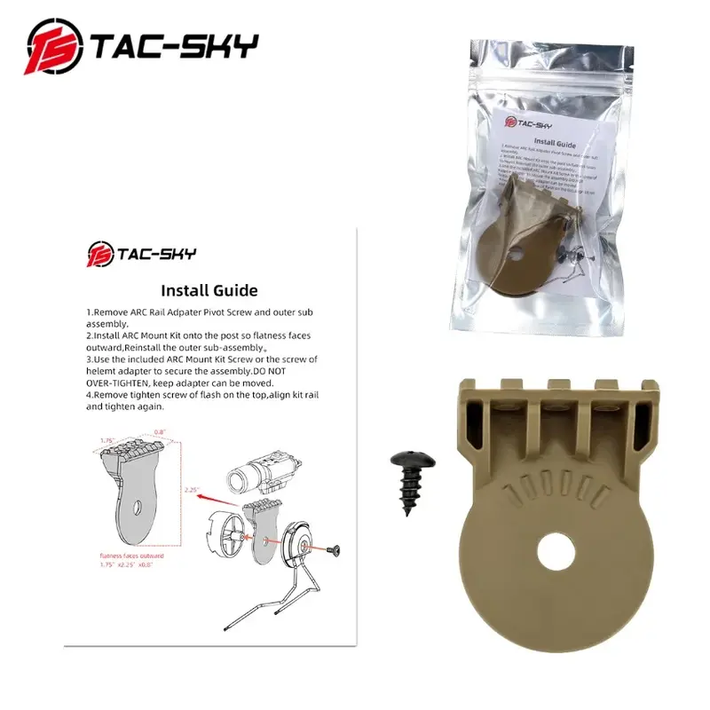 TS TAC-SKY accessori per il montaggio della luce tattica per cuffie tattiche PELTO COMTAC adattatore per binario ad arco supporto per casco DE