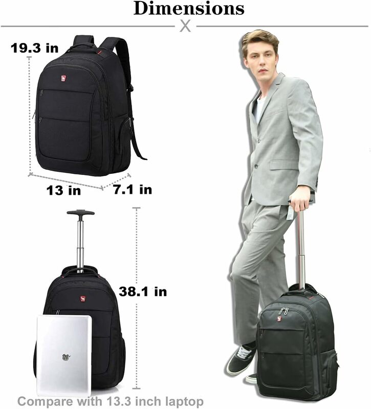 Oias tas koper beroda untuk pria, tas punggung troli dengan roda, tas troli, tas bawaan kabin