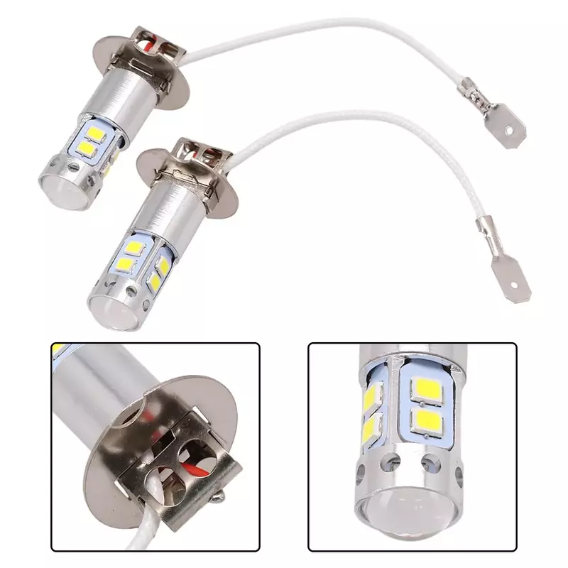 2pcs H3 LED Bulb Car Light High Quality DC 12V /24V Daytime Running Light High Low Beam 3000K Yellow Universal