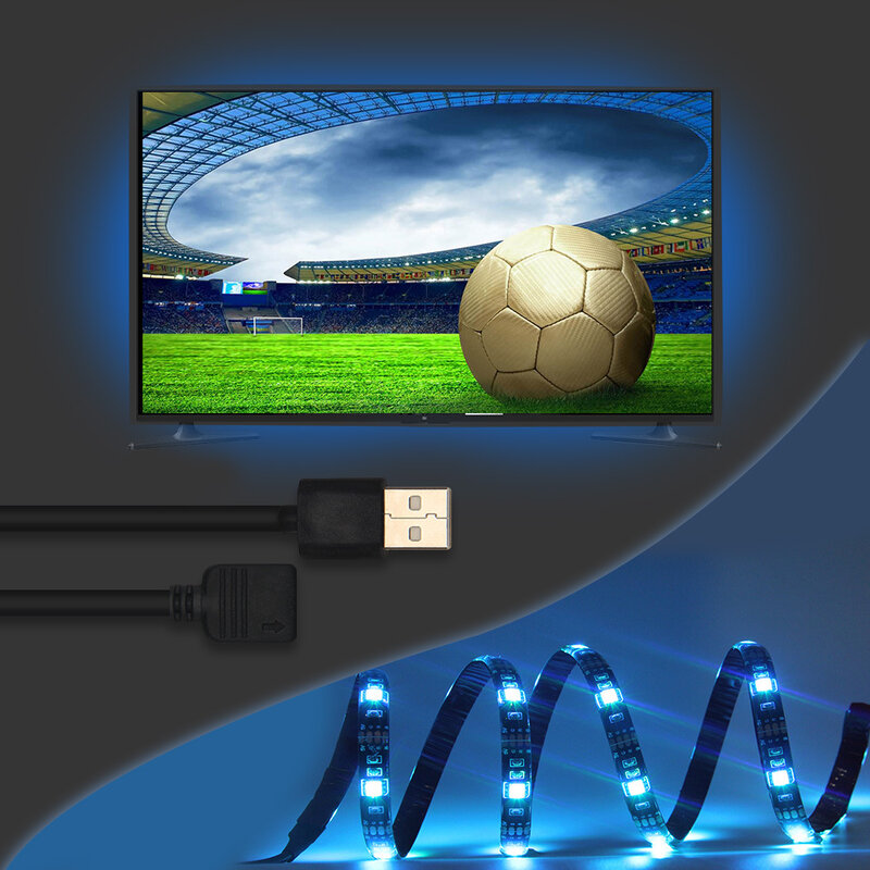 Set cintura luminosa a LED 5050RGB telecomando colorato Bluetooth 5V Set di strisce luminose TV sfondo atmosfera luce 0.5M/1M/2M/3 4 5M