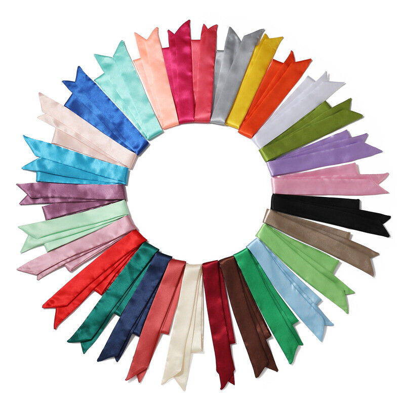 Solid Color Scarf Women's Thin Narrow Neckband Decorative Binding Bag Ribbon Versatile Hair Band Bow Belt Fashion Scar