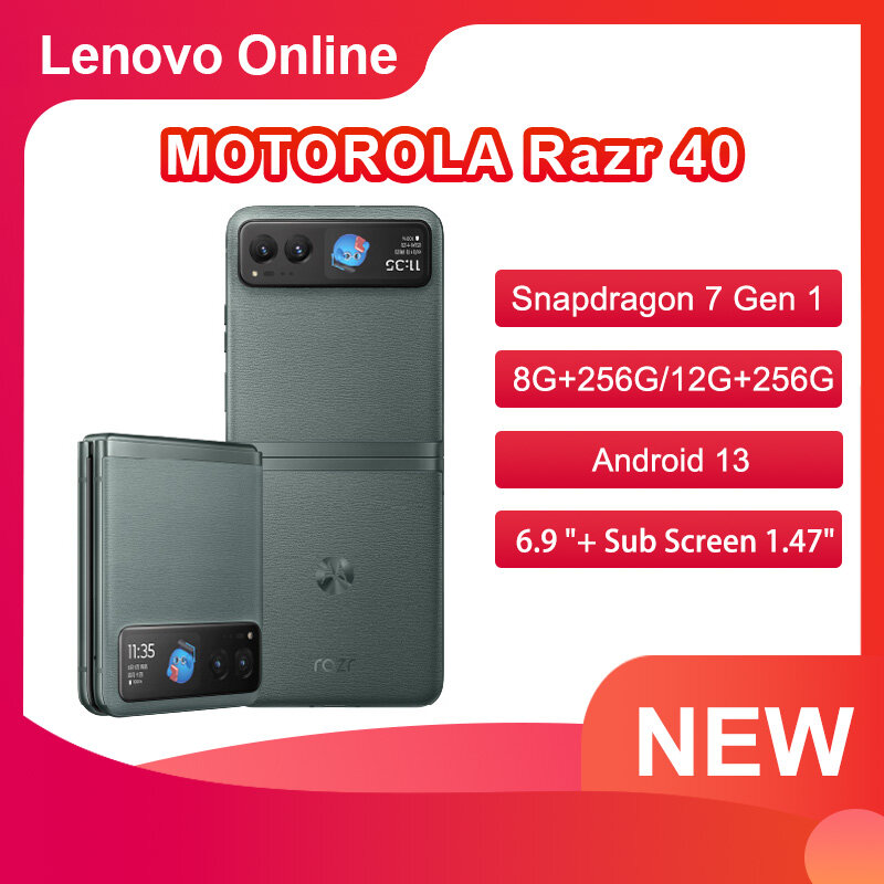 Оригинальный MOTOROLA Moto Razr 40 5G Snapdragon 6,9 "HDR10 + 8-ядерный OIS Bluetooth 5,3 распознавание лица разблокировка отпечатком пальца IP52