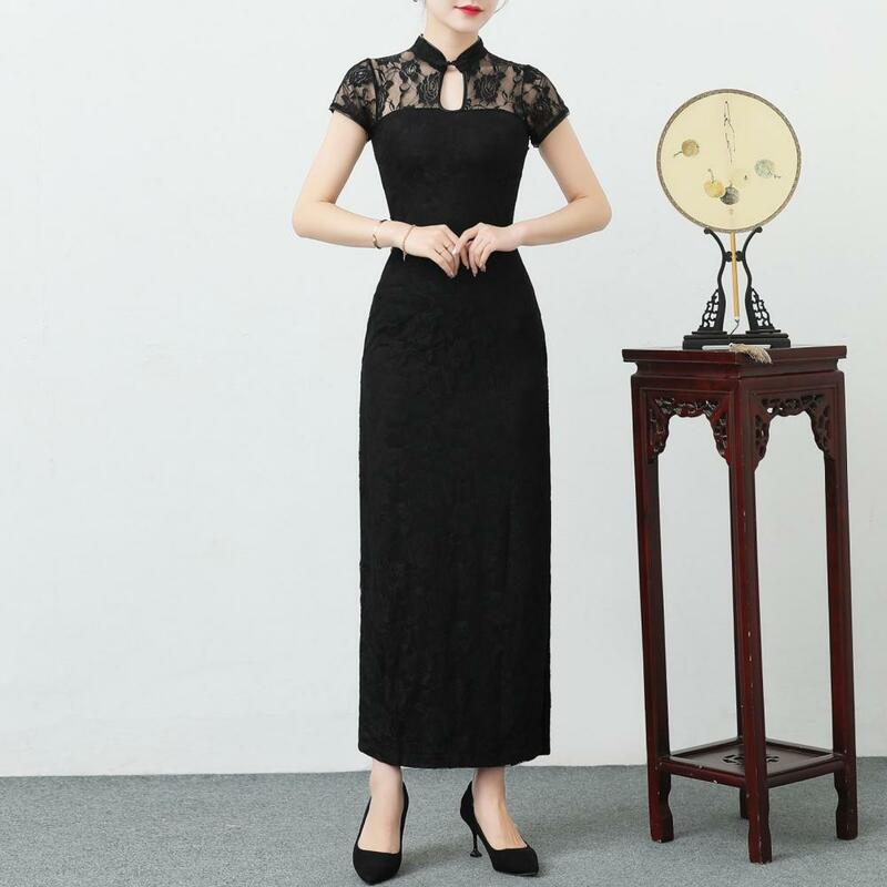 Damen Cheong sam Kleid elegante Vintage chinesische Cheong sam Kleid mit Spitze Patchwork Stand Kragen Frauen traditionelle Qipao für ein