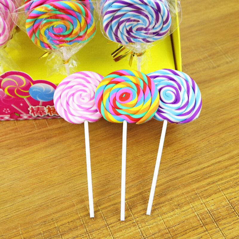 New Creative Candy Food Eraser Cute Cartoon Big Lollipop gomma studente cancelleria materiale scolastico gomme da cancellare all'ingrosso per bambini
