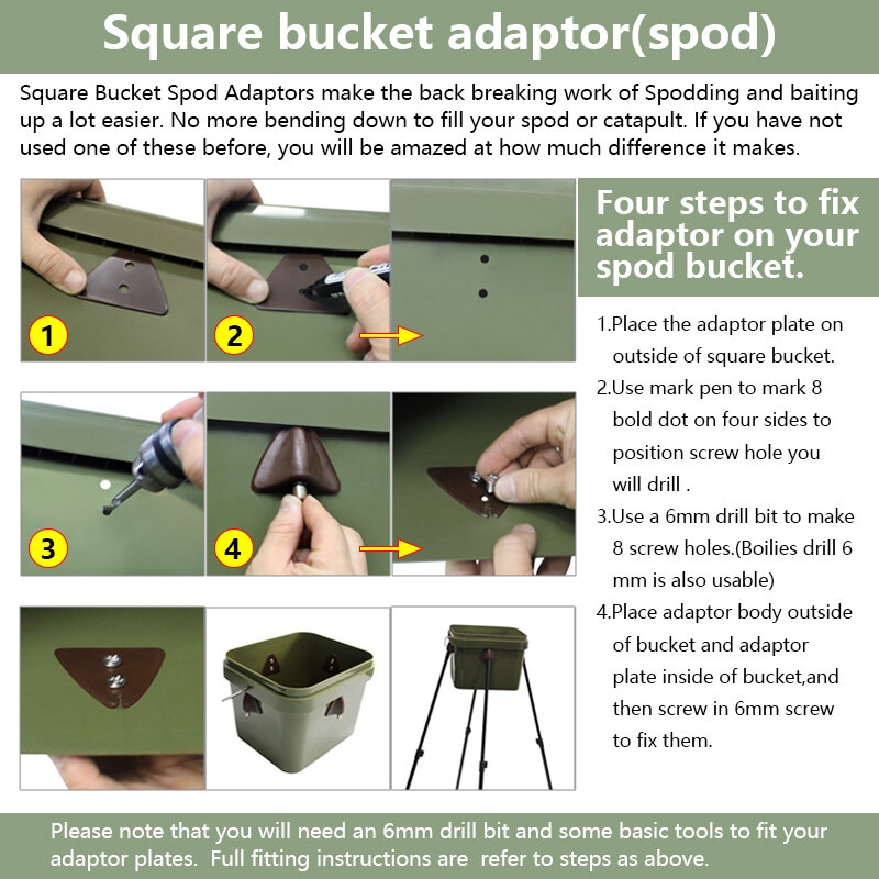 4 Pieces Carp Fishing Square Bucket Spod Adaptor Accessories For Carp Hair Rig Tool Carp  Coarse Method Feeder Fishing Tackle