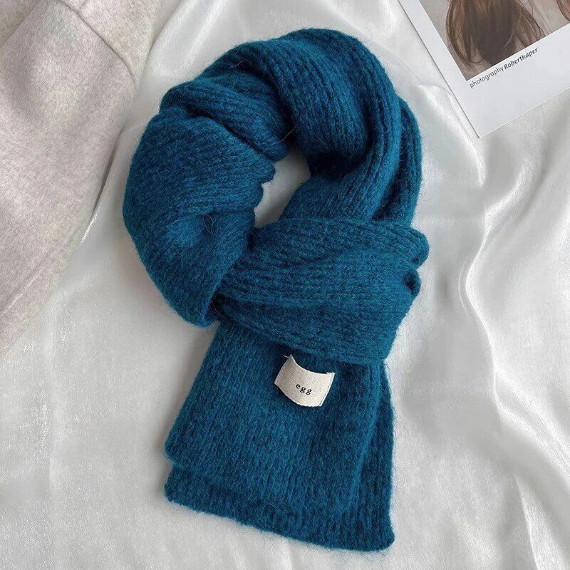 Women Winter Thicken Warm Soft Shawls Wraps Female Pure Color Knitted Long Scarf For Women
