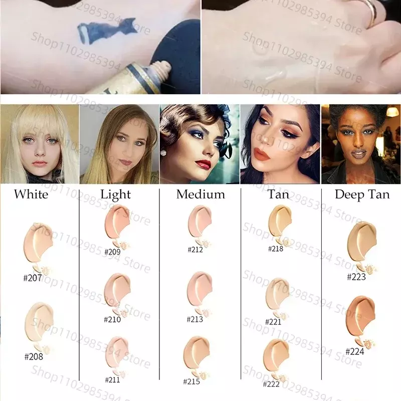 30g Full Cover Foundation Spf30 Liquid Matte Foundation for Oily Skin Acne and Eye Bags Waterproof Long-lasting Makeup