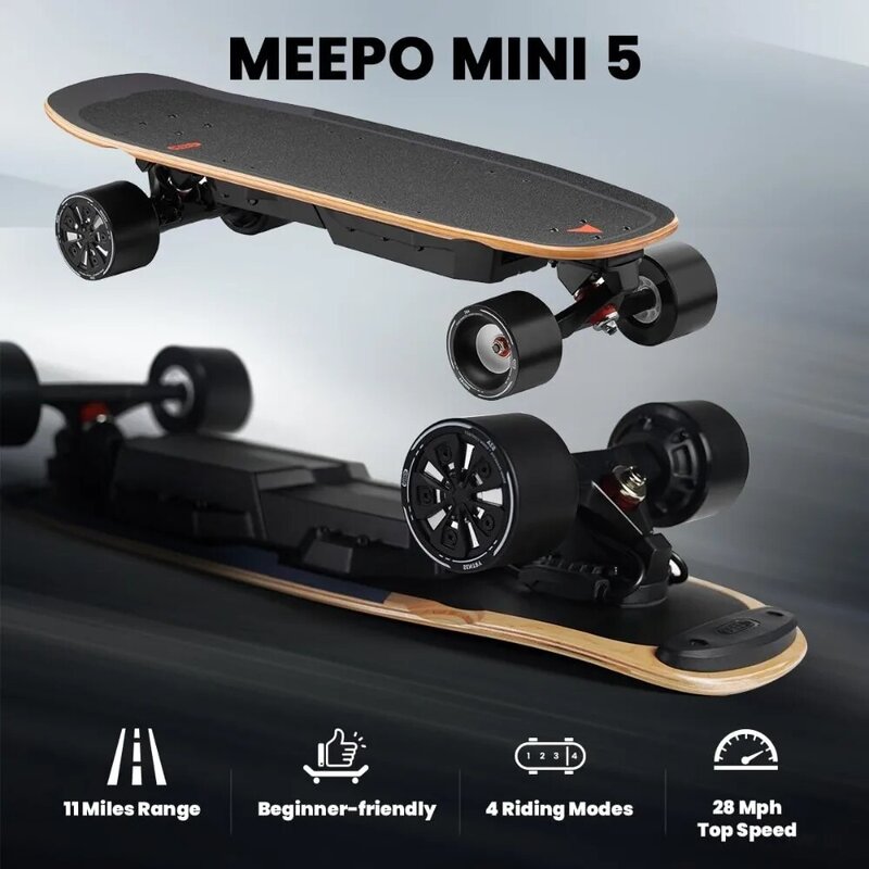 Skateboard listrik dengan Remote, 28 MPH kecepatan tinggi, jarak 11 mil, beban maksimal 330 pon, Maple Cruiser untuk dewasa dan remaja, Mini 5